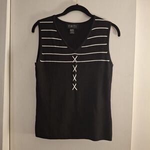 Finity Black and White Striped Tank Top